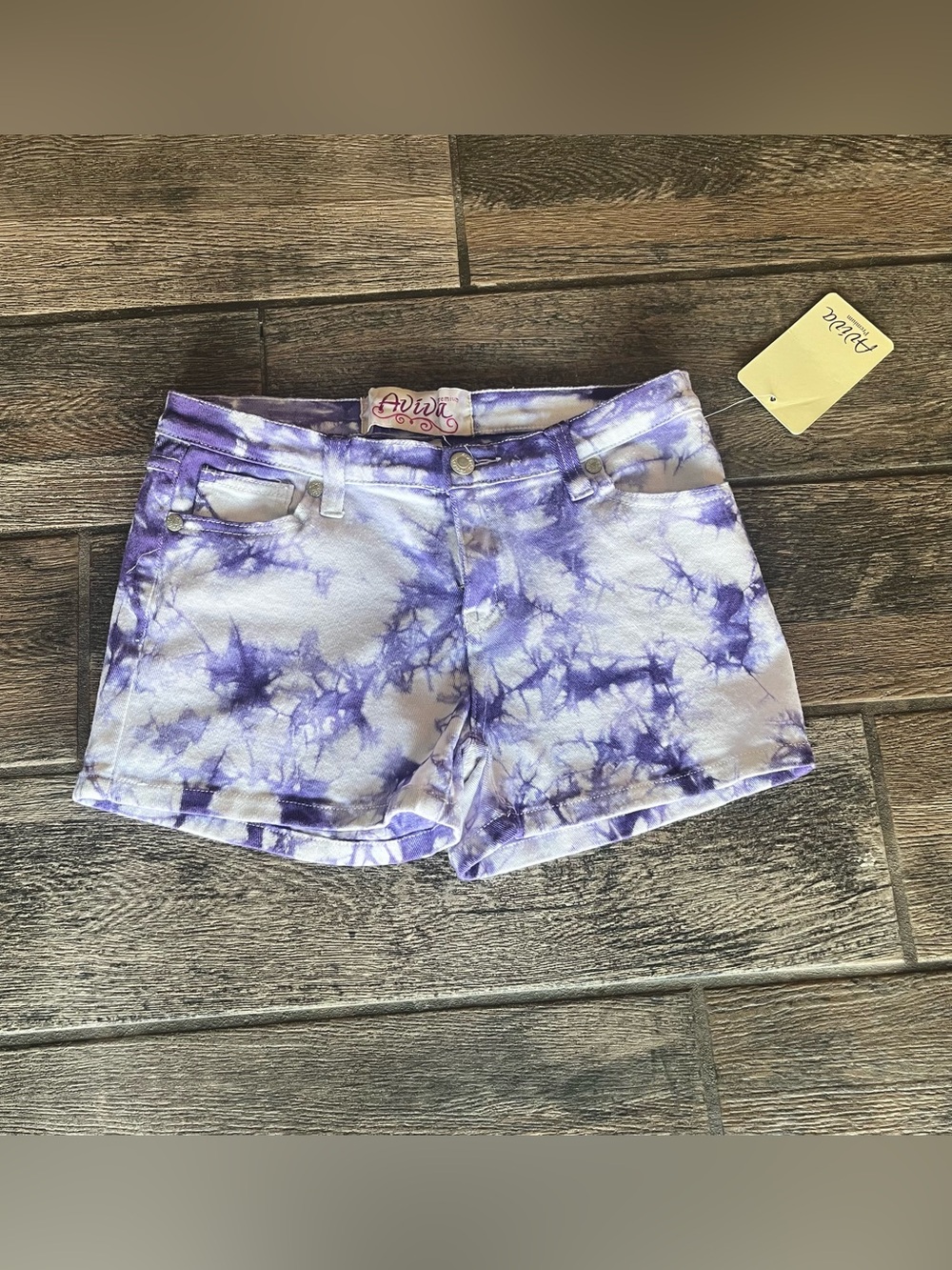 Aviva tie dye stretch denim shorts 9 juniors